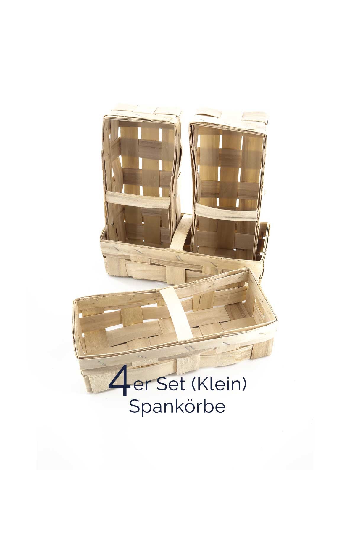 Praktisches 4er-Set geflochtene Spankörbe (klein) – Vielseitige Erntekörbe mit Griffen