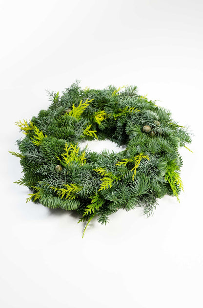 Tannenkranz - Mixtellerkranz Nobilis-Konifere - Adventskranz - einseitig gebunden