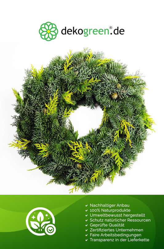 Tannenkranz - Mixtellerkranz Nobilis-Konifere - Adventskranz - einseitig gebunden