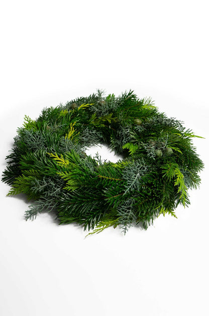 Tannenkranz - Mixtellerkranz Nordmann-Konifere - Adventskranz - einseitig gebunden