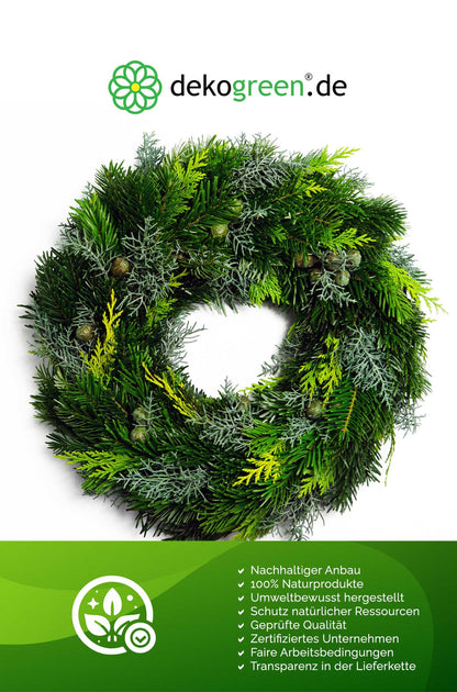 Tannenkranz - Mixtellerkranz Nordmann-Konifere - Adventskranz - einseitig gebunden