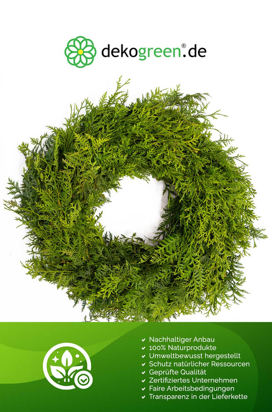 Tannenkranz - Tellerkranz Thuja - Dekokranz - Adventskranz - einseitig gebunden