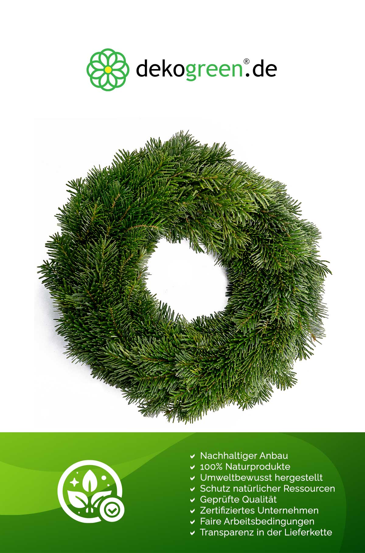 Tannenkranz - Tellerkranz Nordmanntanne - Adventskranz - einseitig gebunden - 100% natürlich