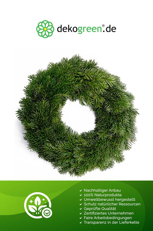 Tannenkranz - Tellerkranz Nordmanntanne - Adventskranz - einseitig gebunden - 100% natürlich
