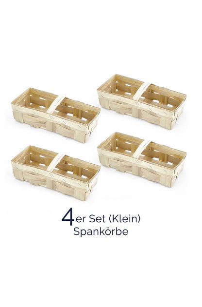 Praktisches 4er-Set geflochtene Spankörbe (klein) – Vielseitige Erntekörbe mit Griffen