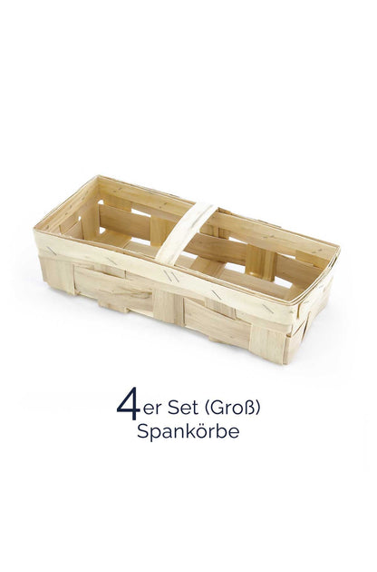 Praktisches 4er-Set geflochtene Spankörbe (Groß) – Vielseitige Erntekörbe mit Griffen