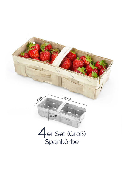 Praktisches 4er-Set geflochtene Spankörbe (Groß) – Vielseitige Erntekörbe mit Griffen